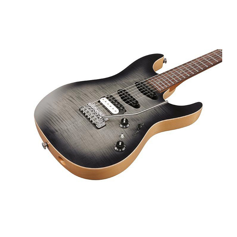IBANEZ TQM2CUF Charcoal Black Burst Flat Guitare electrique avec valise
