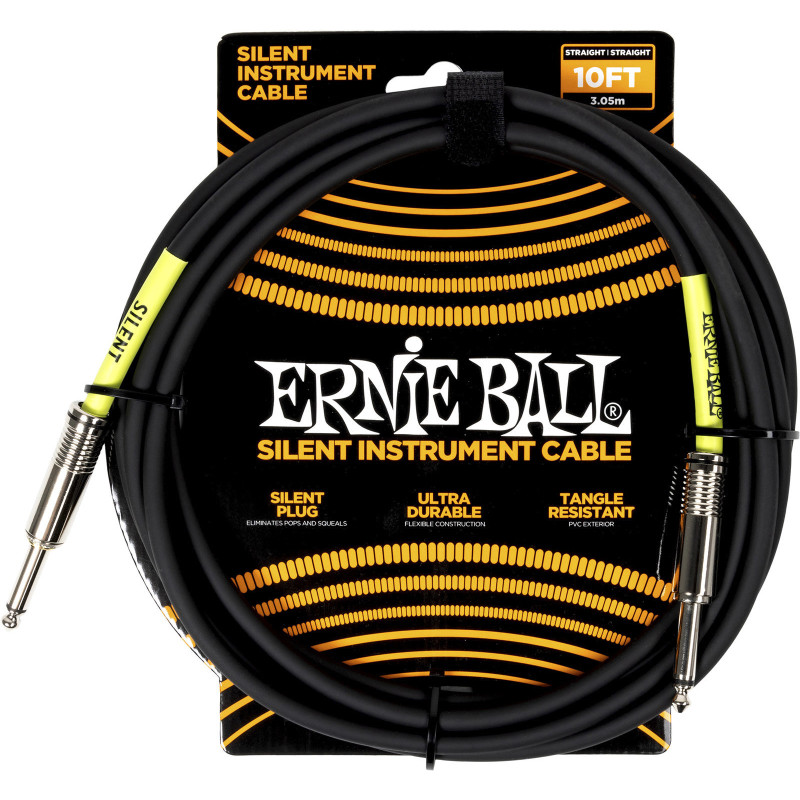 ERNIE BALL 6472 cables instrument classic silent jack/jack 3m noir
