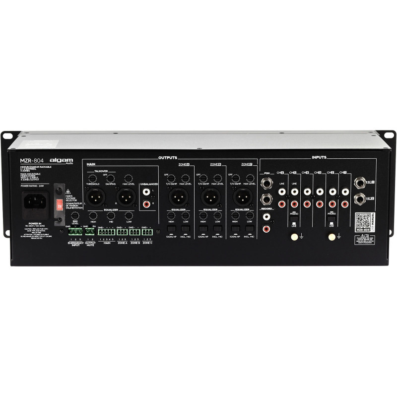 ALGAM AUDIO MZR-804 mixeur/zoneur 6 + 2 entrées 4 zones rackable