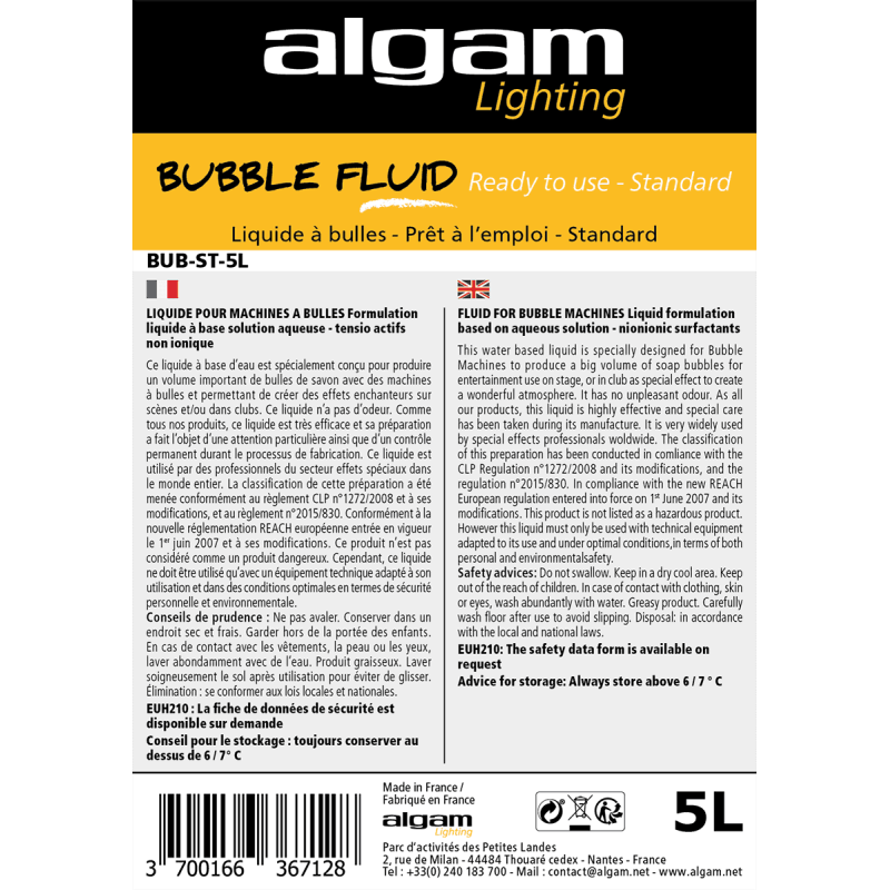 ALGAM LIGHTING BUB-ST-5L liquide bulles standard 5l