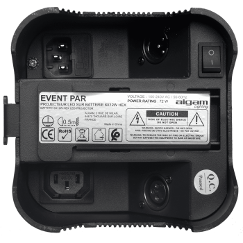 ALGAM LIGHTING EVENTPAR par sur batterie 6 led 12w rgbwauv ir et dmx sans-fil