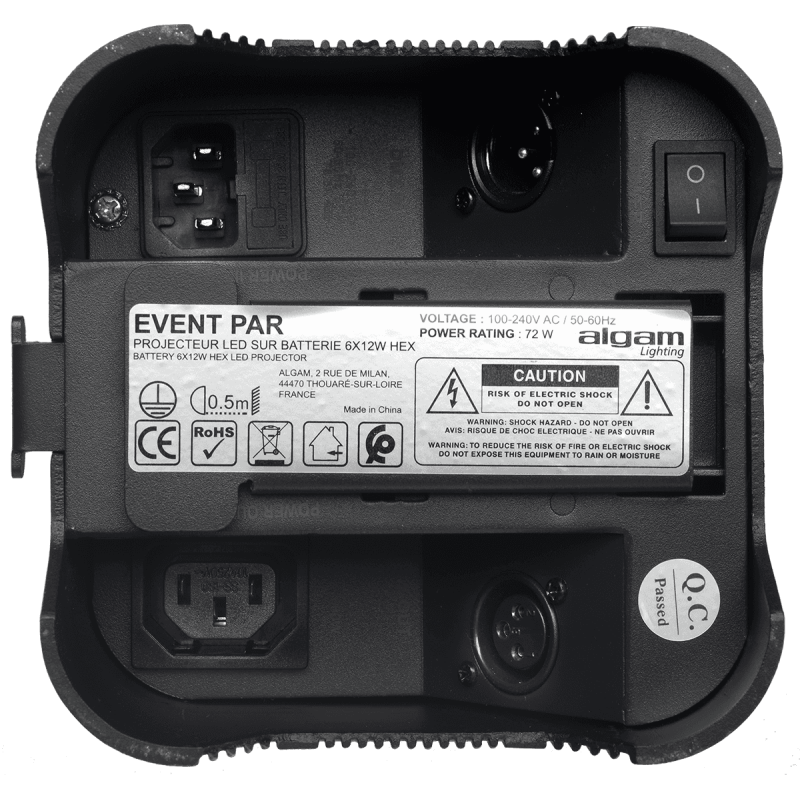 ALGAM LIGHTING EVENTPAR par sur batterie 6 led 12w rgbwauv ir et dmx sans-fil