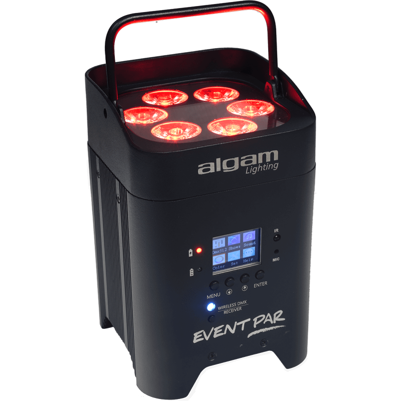 ALGAM LIGHTING EVENTPAR par sur batterie 6 led 12w rgbwauv ir et dmx sans-fil