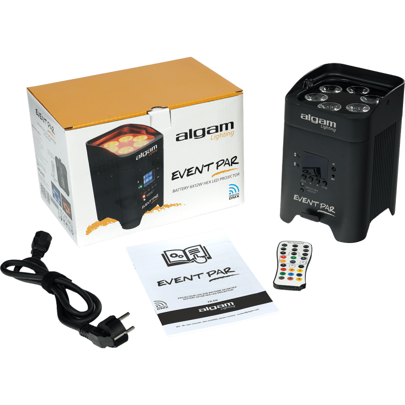 ALGAM LIGHTING EVENTPAR par sur batterie 6 led 12w rgbwauv ir et dmx sans-fil