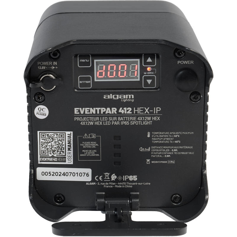 ALGAM LIGHTING EVENTPAR412-HEX-IP par sur batterie 4 led 12w rgbwa+uv ip65