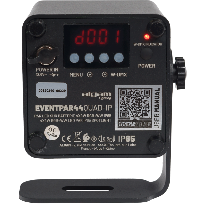ALGAM LIGHTING EVENTPAR44-QUAD-IP par sur batterie 4 led 4w rgb+ww ir dmx sans fil ip65