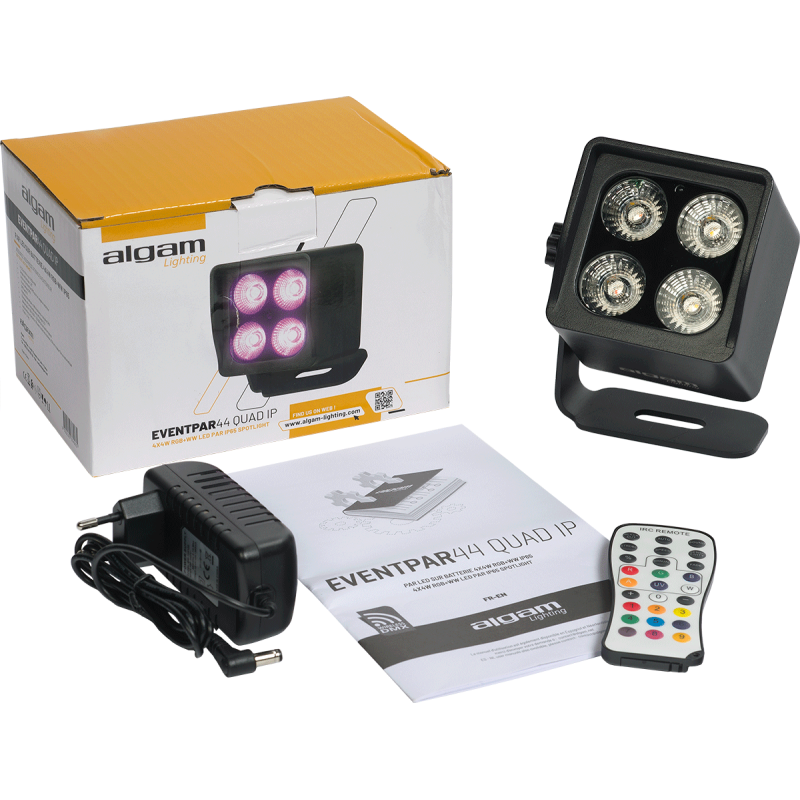ALGAM LIGHTING EVENTPAR44-QUAD-IP par sur batterie 4 led 4w rgb+ww ir dmx sans fil ip65