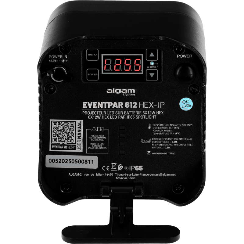 ALGAM LIGHTING EVENTPAR612-HEX-IP par sur batterie 6 led 12w rgbwa+uv ip65 ir dmx sans fil