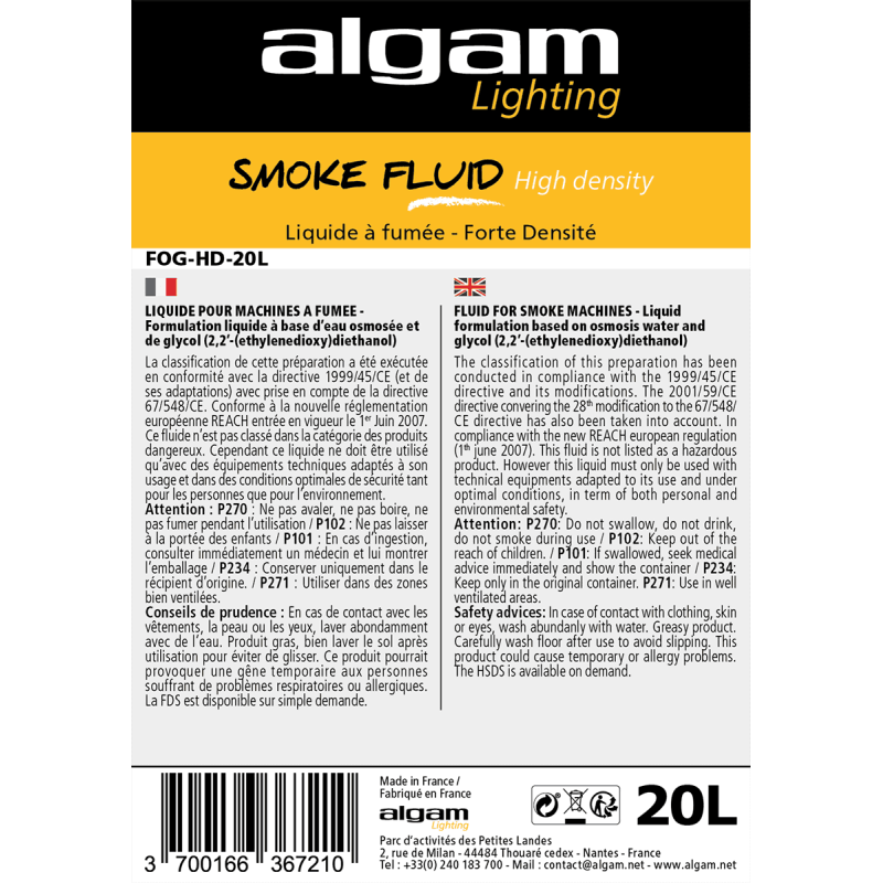 ALGAM LIGHTING FOG-HD-20L liquide fumée forte densité 20l