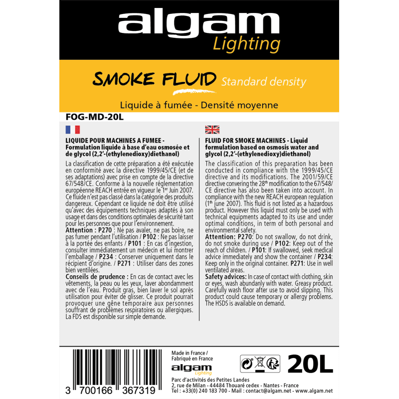 ALGAM LIGHTING FOG-MD-20L liquide fumée densité moyenne 20l