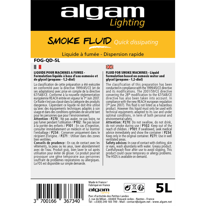ALGAM LIGHTING FOG-QD-5L liquide fumée dispersion rapide 5l