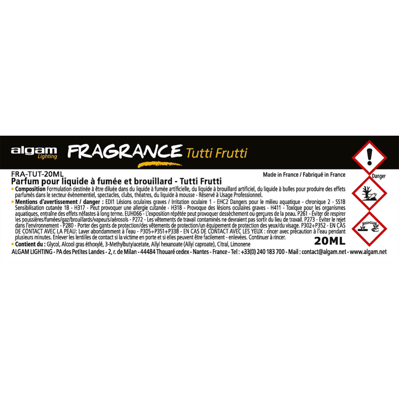 ALGAM LIGHTING FRA-TUT-20ML parfum fumée-brouillard tuttifrutti 20ml