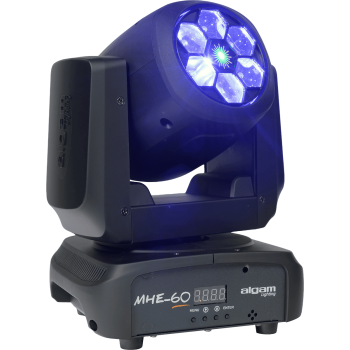 ALGAM LIGHTING MHE60 lyre wash led 6 x 15w rgbw + laser vert 200mw