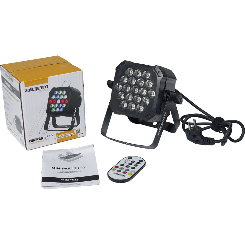 ALGAM LIGHTING MINIPAR193FX par led 8 led 1w rouge/vert/bleu/blanc 1 led 3w rvb télécommande