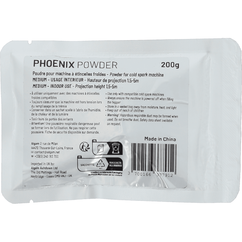 ALGAM LIGHTING PHOENIX-POWDER poudre pour machine à étincelles froides