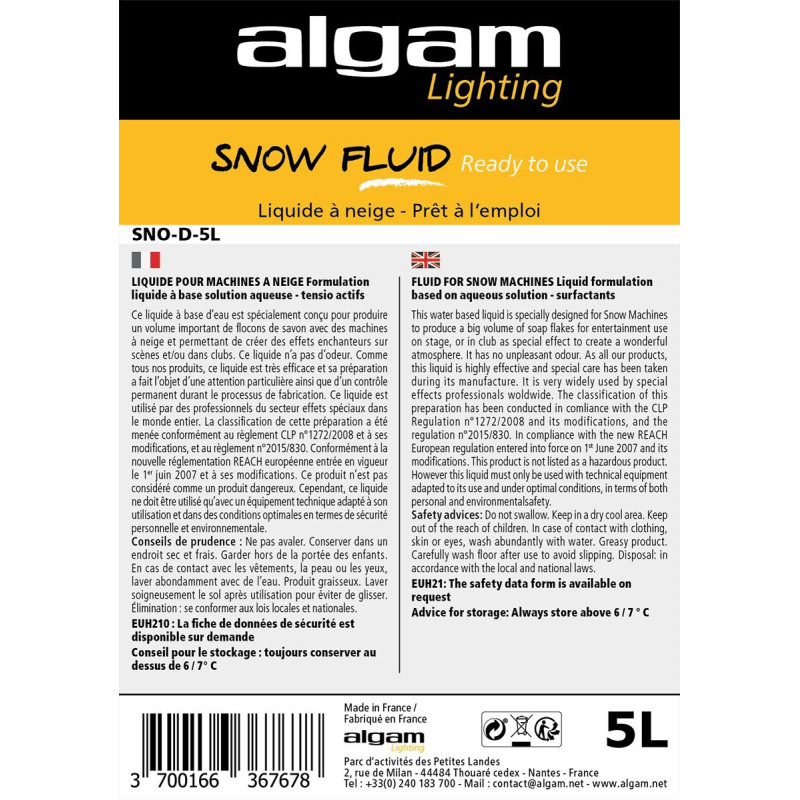 ALGAM LIGHTING SNO-D-5L liquide neige prêt à l'emploi 5l