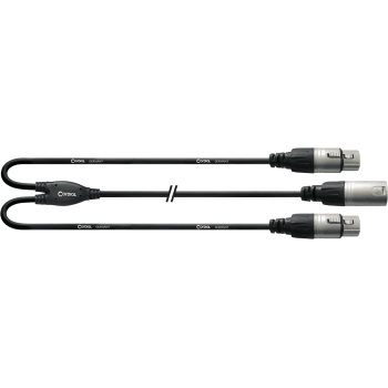 CORDIAL CFY0.3MFF câble y bretelle xrl mâle / 2 xlr femelles 30 cm