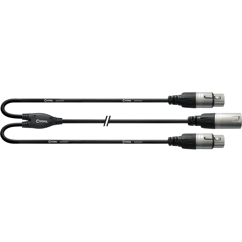 CORDIAL CFY0.3MFF câble y bretelle xrl mâle / 2 xlr femelles 30 cm
