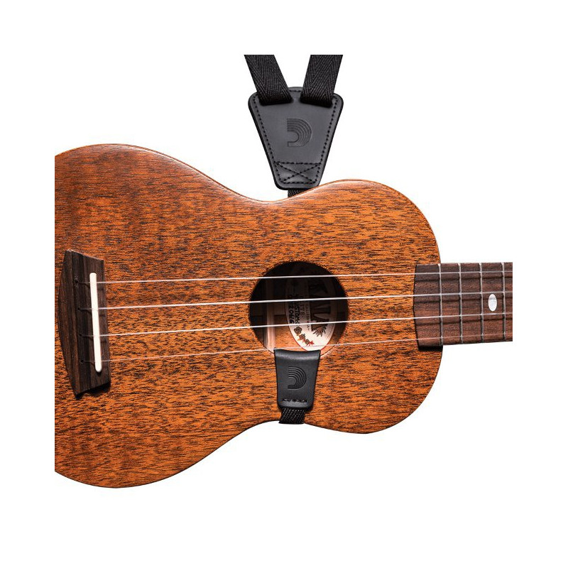 D'ADDARIO 19UKE00 Sangle pour ukulélé Eco, noire, par D'Addario