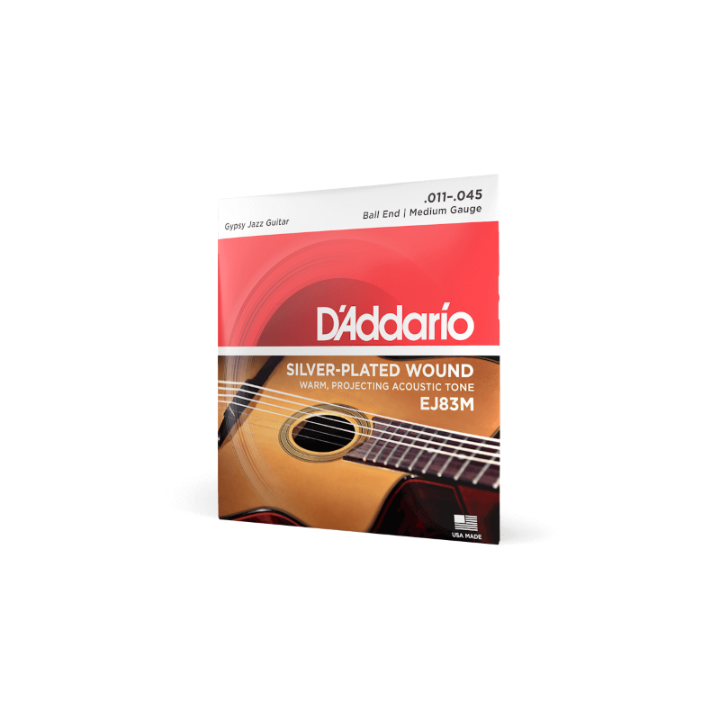 D'ADDARIO EJ83M D'Addario Cordes pour guitare acoustique jazz manouche D'Addario EJ83M, extrémité à boule, Medium, 11-35