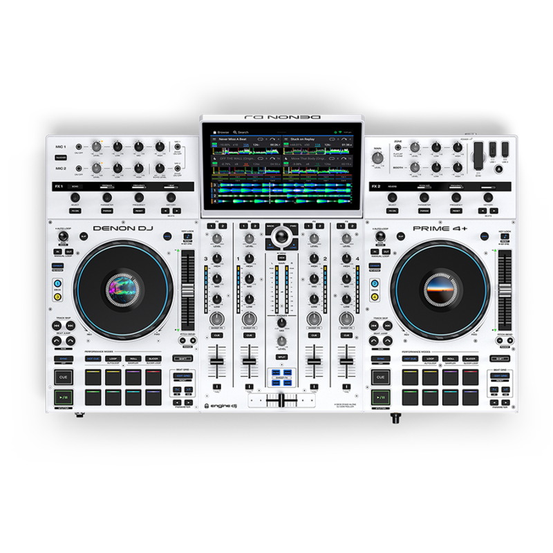 DENON DJ PRIME4+WHITE système dj tout-en-un 4 voies autonome blanc
