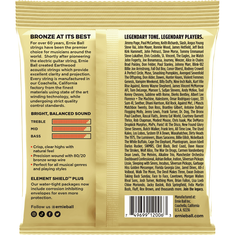 ERNIE BALL 2006 earthwood 80/20 bronze extra light 10-50