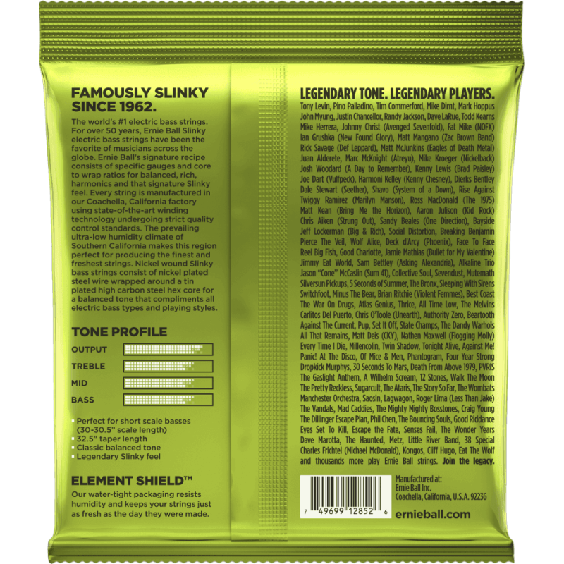 ERNIE BALL 2852 slinky nickel wound regular slinky short scale 45-105