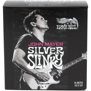 ERNIE BALL 3817 cordes électriques john mayer silver slinky nickel wound - 10,5-47 - pack de 6