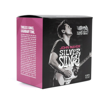 ERNIE BALL 3817 cordes électriques john mayer silver slinky nickel wound - 10,5-47 - pack de 6