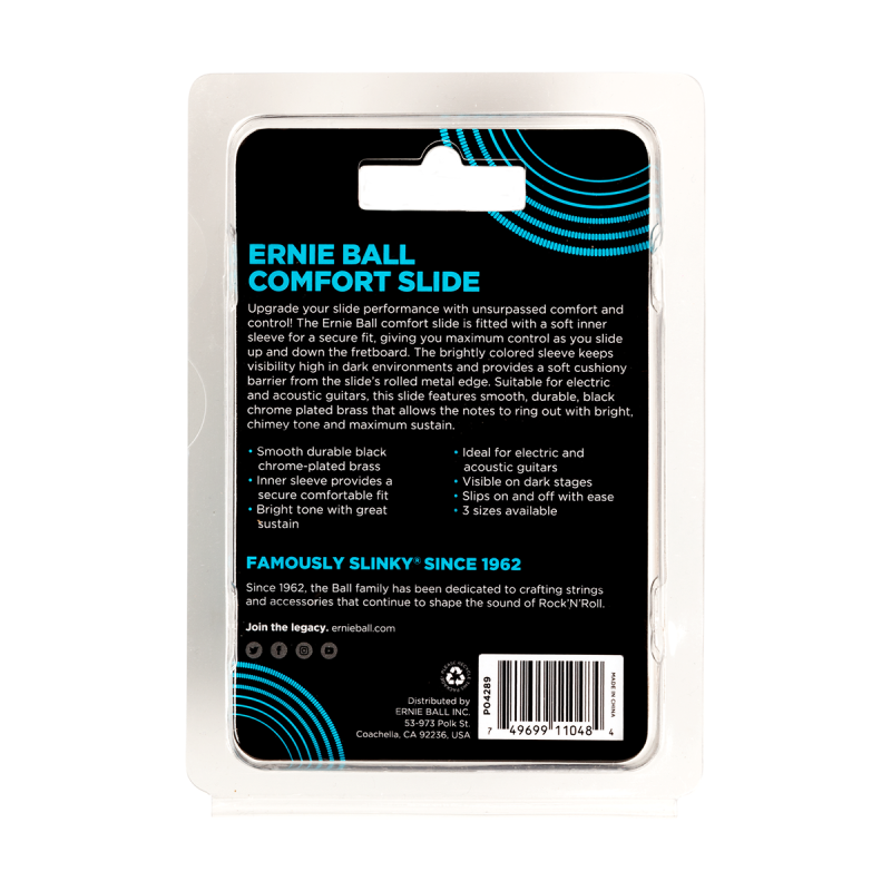 ERNIE BALL 4289 bottleneck confort en laiton chromé noir - taille l