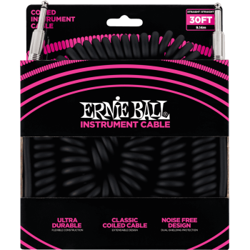 ERNIE BALL 6044 cables instrument torsades jack/jack 9m noir