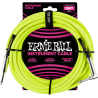 ERNIE BALL 6080 cables instrument gaine tissée jack/jack coudé 3m jaune fluo