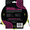 ERNIE BALL 6080 cables instrument gaine tissée jack/jack coudé 3m jaune fluo
