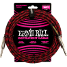 ERNIE BALL 6396 cables instrument gaine tissée jack/jack 5,5m rouge et noir