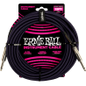 ERNIE BALL 6397 cables instrument gaine tissée jack/jack 7,62m noir et violet
