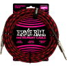 ERNIE BALL 6398 cables instrument gaine tissée jack/jack 7,62m rouge et noir