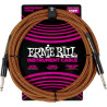 ERNIE BALL 6468 cables instrument gaine tissée jack/jack 3m orange et noir