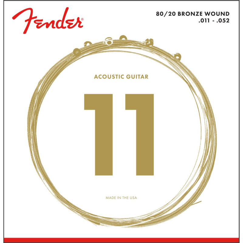 FENDER 80/20 Bronze Acoustic Strings Ball End 70CL .011-.052 Gauges 6