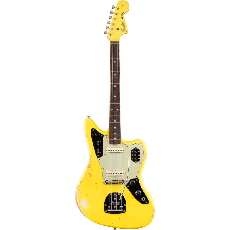 FENDER CUSTOM SHOP 1965 Jaguar Heavy Relic touche palissandre Faded Graffiti Yellow