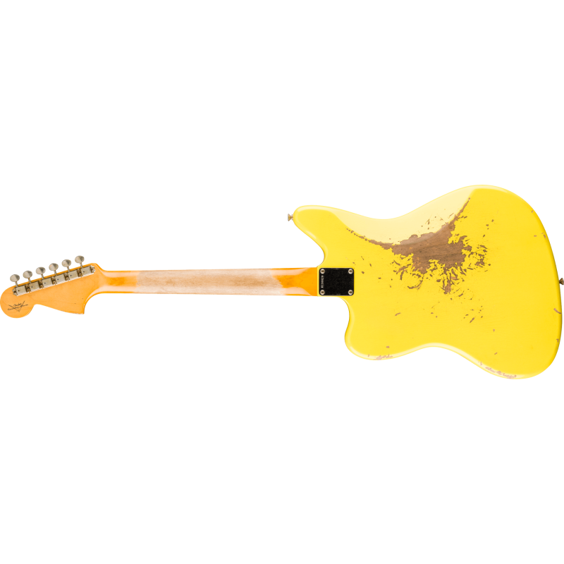 FENDER CUSTOM SHOP 1965 Jaguar Heavy Relic touche palissandre Faded Graffiti Yellow