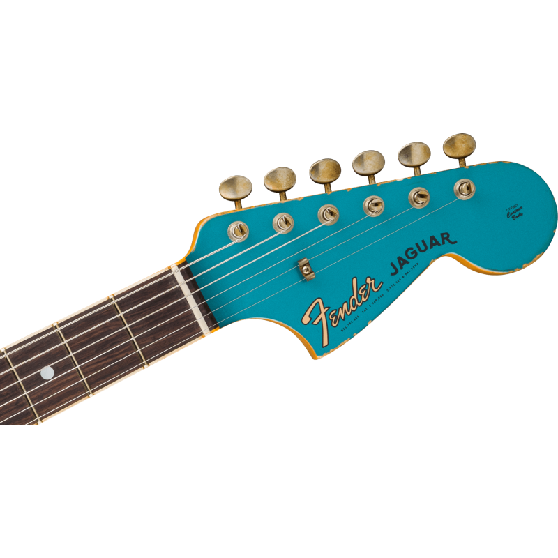FENDER CUSTOM SHOP 1965 Jaguar Heavy Relic touche palissandre Faded Ocean Turquoise