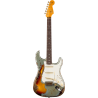 FENDER CUSTOM SHOP 1965 Stratocaster Super Heavy Relic touche palissandre Super Faded Aged Firemist Silver over 3-Color Sunburst