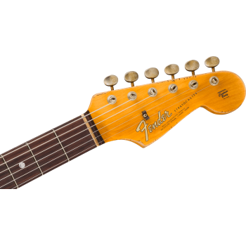 FENDER CUSTOM SHOP 1965 Stratocaster Super Heavy Relic touche palissandre Super Faded Aged Firemist Silver over 3-Color Sunburst