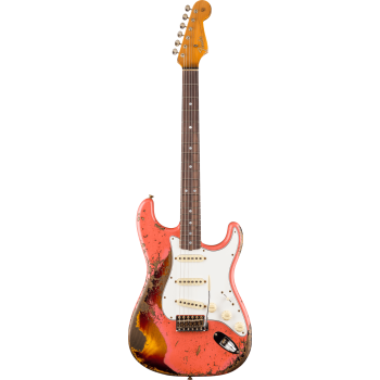 FENDER CUSTOM SHOP 1965 Stratocaster Super Heavy Relic touche palissandre Super Faded Aged Tahitian Coral over 3-Color Sunburst
