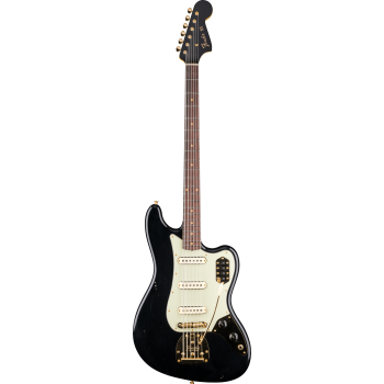 FENDER CUSTOM SHOP 1966 Bass VI Journeyman Relic avec Gold Closet Classic Hardware touche palissandre Aged Black