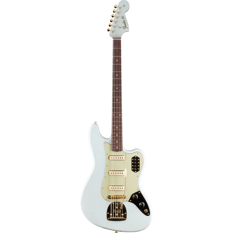 FENDER CUSTOM SHOP 1966 Bass VI Journeyman Relic avec Gold Closet Classic Hardware touche palissandre Faded Aged Sonic Blue