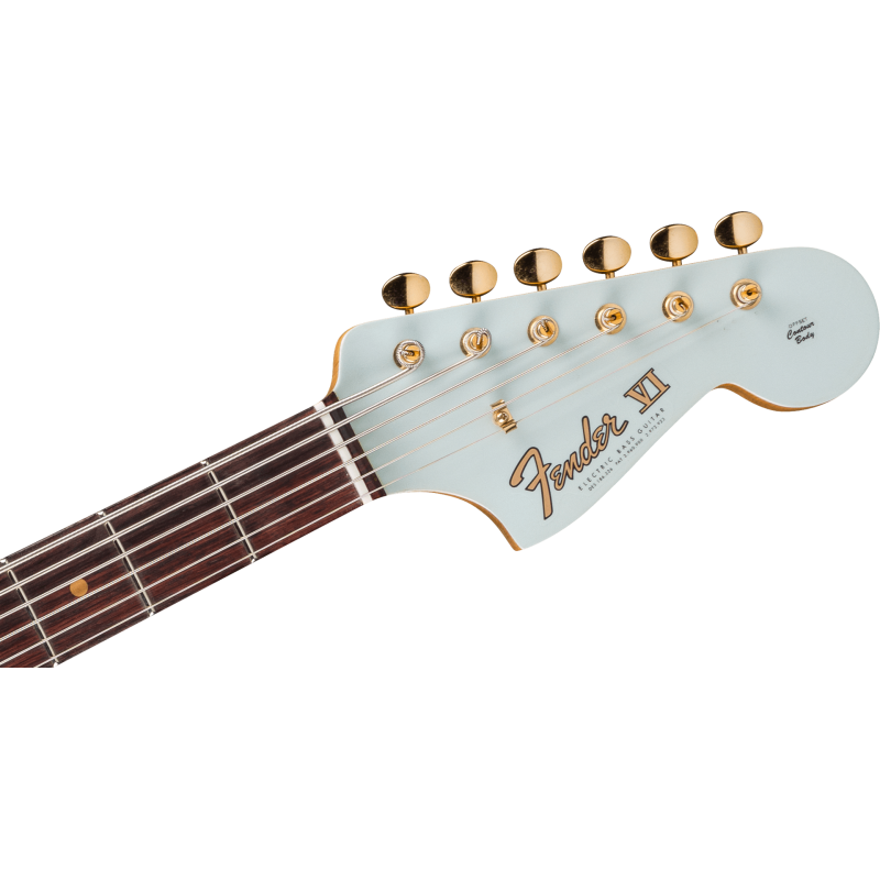 FENDER CUSTOM SHOP 1966 Bass VI Journeyman Relic avec Gold Closet Classic Hardware touche palissandre Faded Aged Sonic Blue