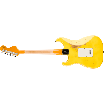 FENDER CUSTOM SHOP 1969 Stratocaster Heavy Relic 1-Piece Quartersawn Maple Neck Aged Canary Yellow avec Matching Headcap