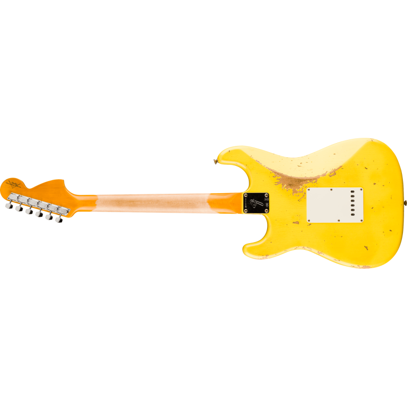 FENDER CUSTOM SHOP 1969 Stratocaster Heavy Relic 1-Piece Quartersawn Maple Neck Aged Canary Yellow avec Matching Headcap