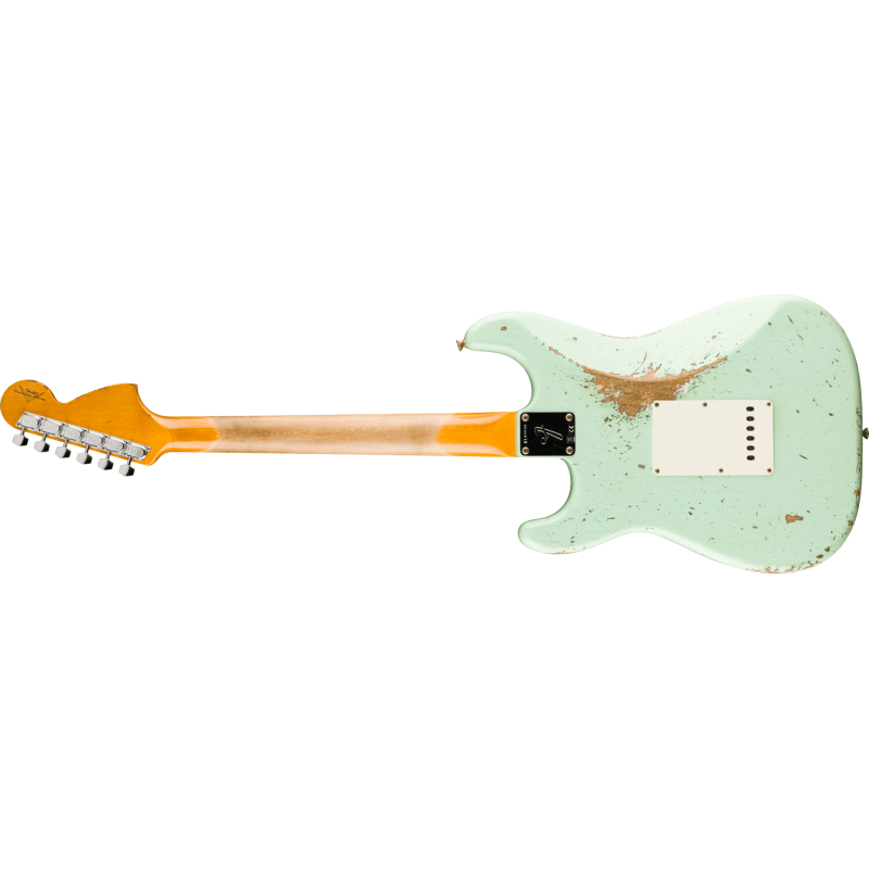 FENDER CUSTOM SHOP 1969 Stratocaster Heavy Relic 1-Piece Quartersawn Maple Neck Aged Surf Green avec Matching Headcap